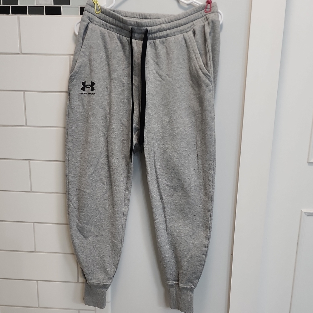 Under Armour Light Gray Fleece Joggers with Black Drawstring
